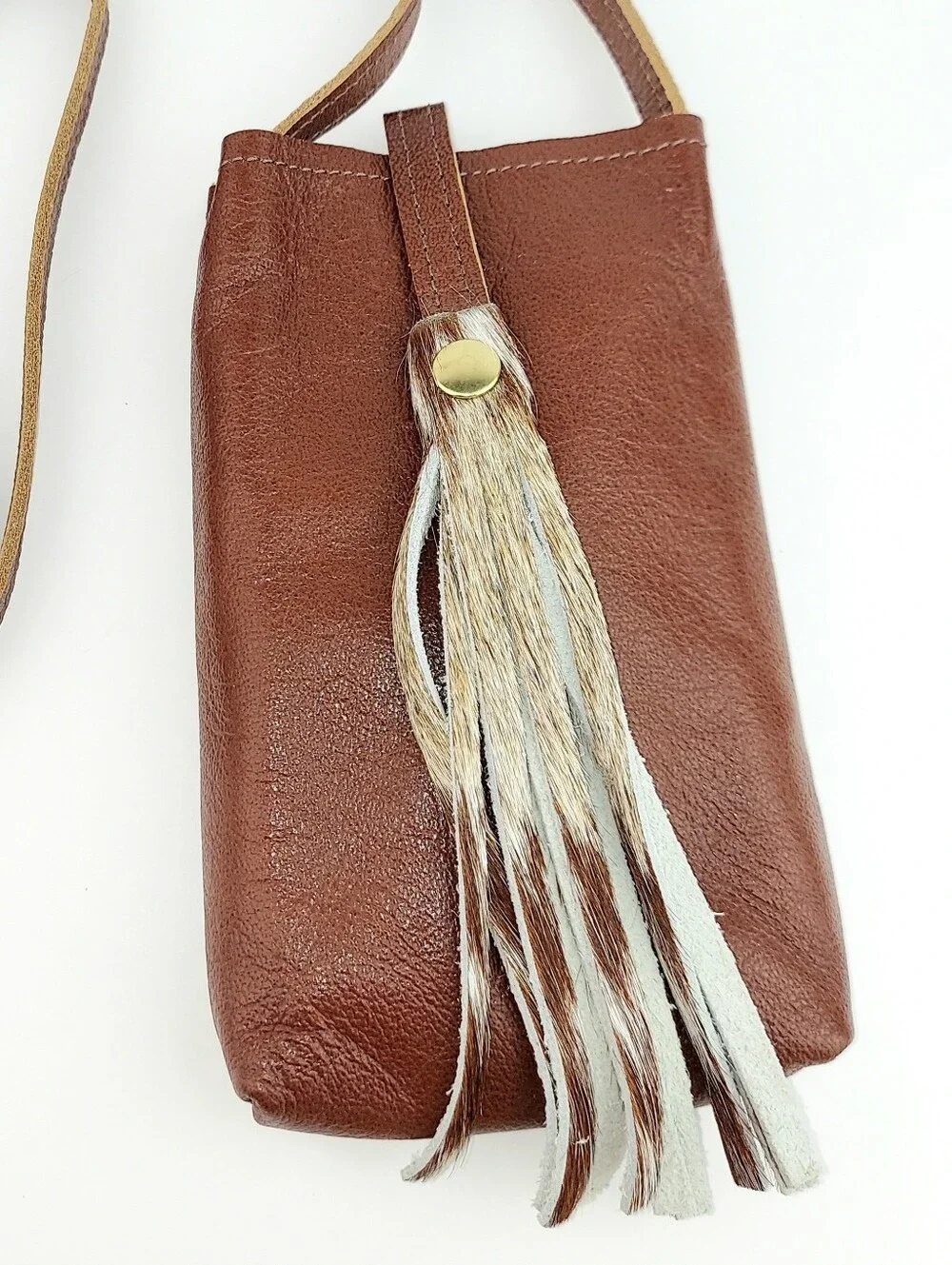 Beaudin Designs Leather Tassel Phone Crossbody Bag